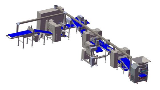 ZKS650 Laminator blok adonan kue / kapasitas 1500kg / jam dengan mesin retraksi untuk Auto.folding